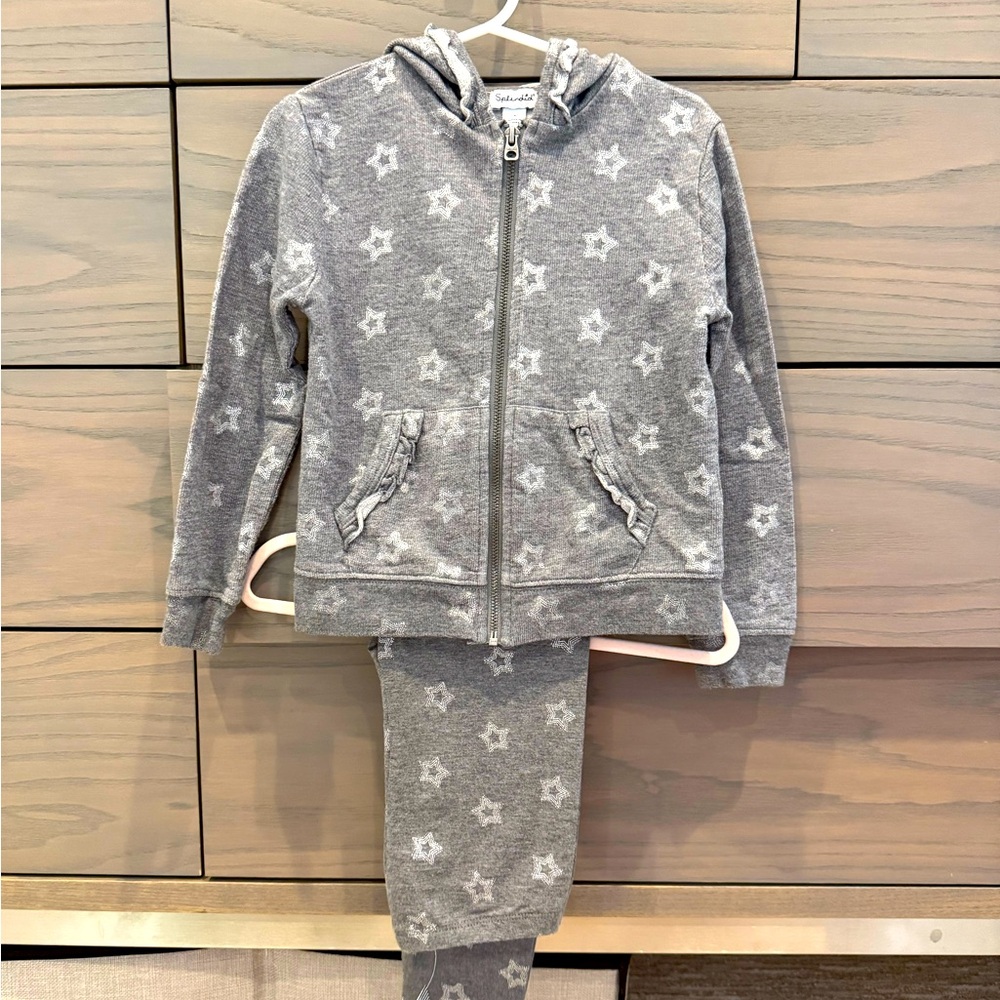 SPLENDID Little Girls Hoodie Sweatshirt + Leggings Grey w Silver Star Set - Sz 4